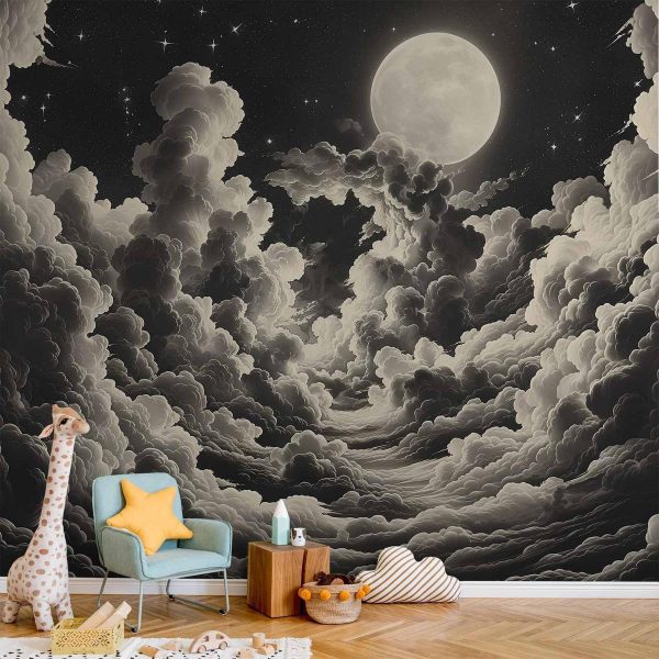 Papier peint - Moon and Stars Singing Among the Great Clouds Papier peint - Moon and Stars Singing Among the Great Clouds