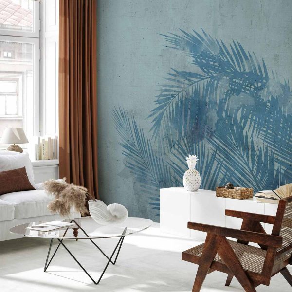 Papier peint - Palm Trees in Blue Papier peint - Palm Trees in Blue