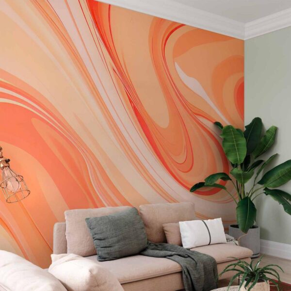 Papier peint - Peach Abstraction - Abstraction with Smoothly Transitioning Colors in Orange Tones Papier peint - Peach Abstraction - Abstraction with Smoothly Transitioning Colors in Orange Tones