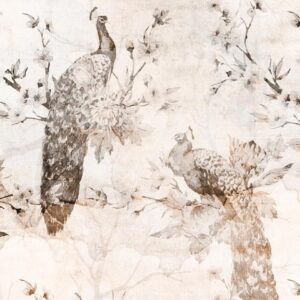 Papier peint - Peacocks in Delicate Beige