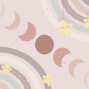 Papier peint - Phases of the Moon Among Stars and Rainbows