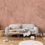 Papier peint - Pink reed - solid background with textured vertical stripes with pattern