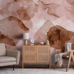 Papier peint - Pink terrazzo - minimalist background in marble watercolour pattern