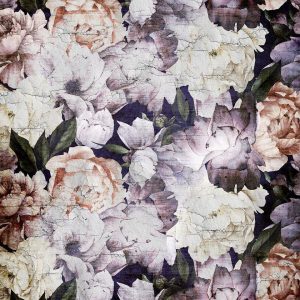Papier peint - Plant motif with peonies in a garden - retro style flower background