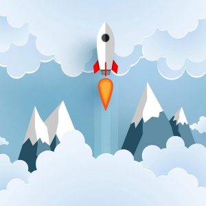 Papier peint - Rocket in the Clouds