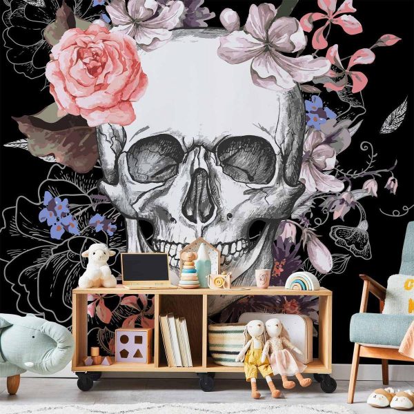 Papier peint - Skull and Flowers Papier peint - Skull and Flowers