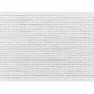 Papier peint - Snow Brick - Pattern Imitating a Brick Wall in White