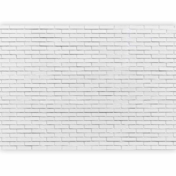Papier peint - Snow Brick - Pattern Imitating a Brick Wall in White