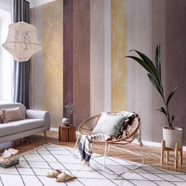 Papier peint - Striped pattern - abstract background in stripes of different colours with gold pattern Papier peint - Striped pattern - abstract background in stripes of different colours with gold pattern