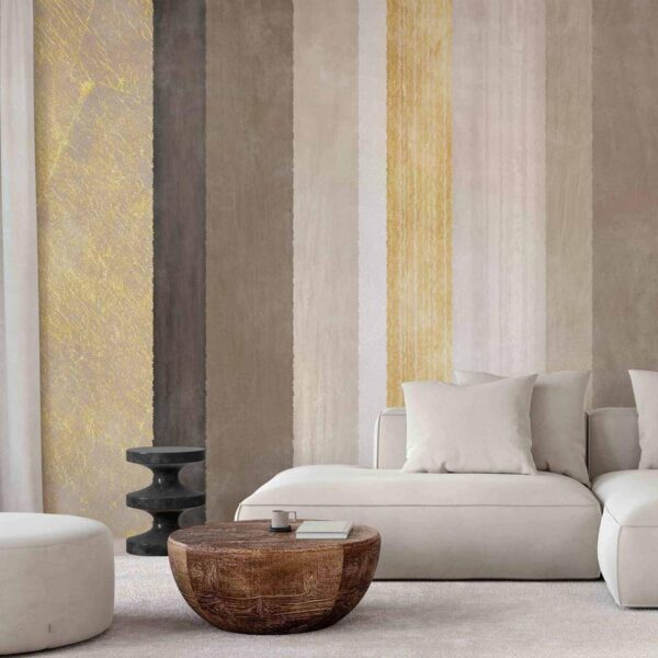 Papier peint - Striped pattern - abstract background in various stripes with gold pattern Papier peint - Striped pattern - abstract background in various stripes with gold pattern