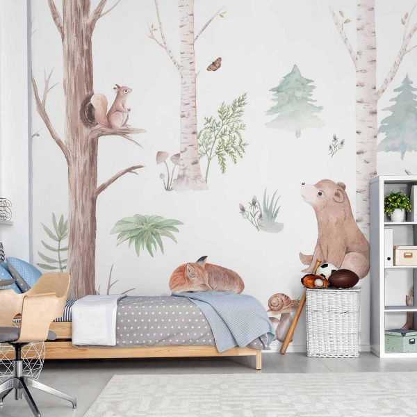 Papier peint - Subtle Illustration With Forest Animals Papier peint - Subtle Illustration With Forest Animals
