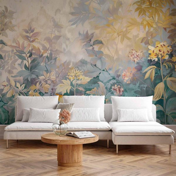Papier peint - Tapestry Pattern with a Meadow and Flowers Kilim with a Spring Motif Papier peint - Tapestry Pattern with a Meadow and Flowers Kilim with a Spring Motif