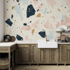 Papier peint - Terrazzo with Large Scaled Stones in Subdued Colors