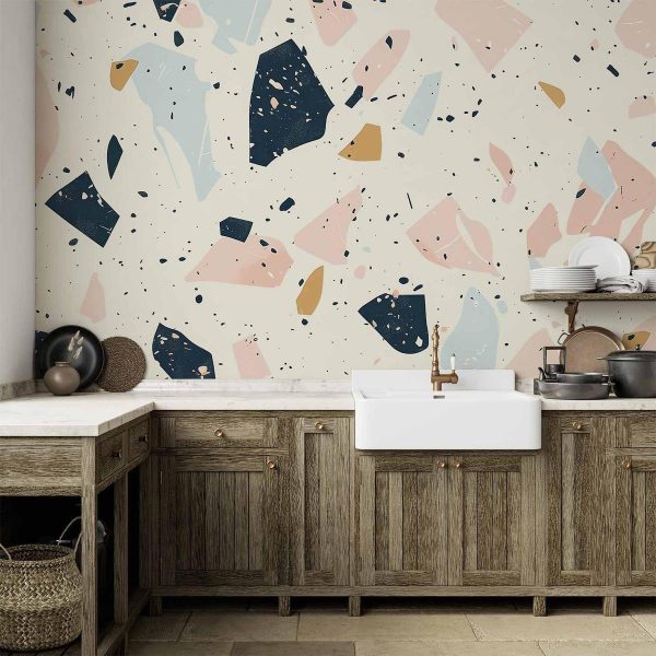 Papier peint - Terrazzo with Large Scaled Stones in Subdued Colors