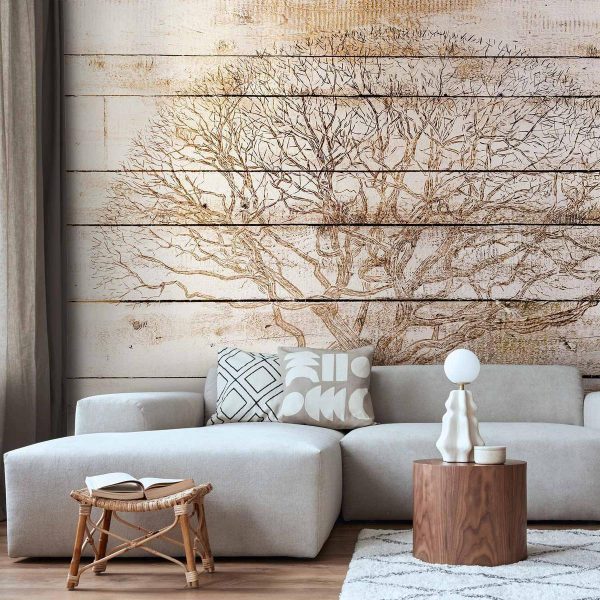 Papier peint - Tree on Boards Papier peint - Tree on Boards