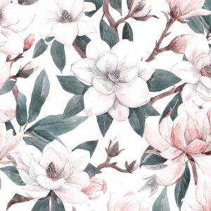 Papier peint - Watercolor Magnolias - Second Variant