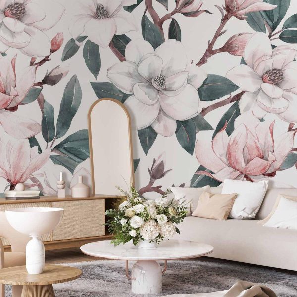 Papier peint - Watercolor Magnolias - Second Variant Papier peint - Watercolor Magnolias - Second Variant