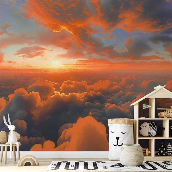 Papier peint - When Dawn Tickles the Clouds: A Spectacle of Colors on the Morning Sky Papier peint - When Dawn Tickles the Clouds: A Spectacle of Colors on the Morning Sky