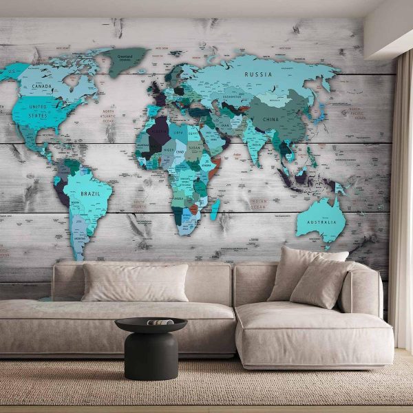 Papier peint - World Map: Blue Continents Papier peint - World Map: Blue Continents