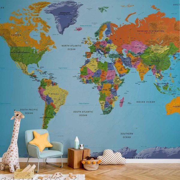 Papier peint - World Map: Colourful Geography Papier peint - World Map: Colourful Geography