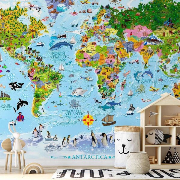 Papier peint - World Map for Kids Papier peint - World Map for Kids