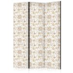 Paravent - Beige Shades of Nature - Flowers and Butterflies on a White Background - Illustration