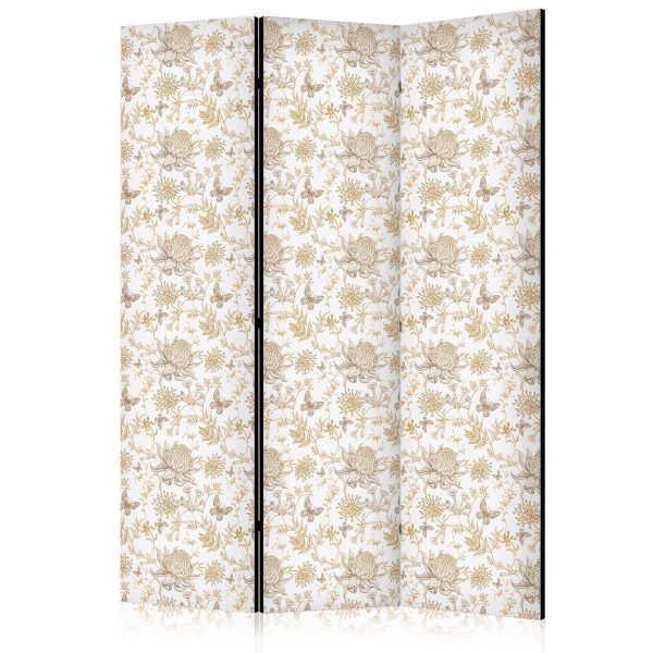 Paravent - Beige Shades of Nature - Flowers and Butterflies on a White Background - Illustration Paravent - Beige Shades of Nature - Flowers and Butterflies on a White Background - Illustration