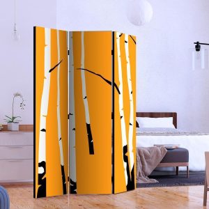 Paravent - Birches on the orange background