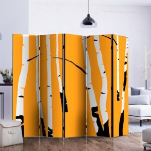 Paravent - Birches on the orange background II