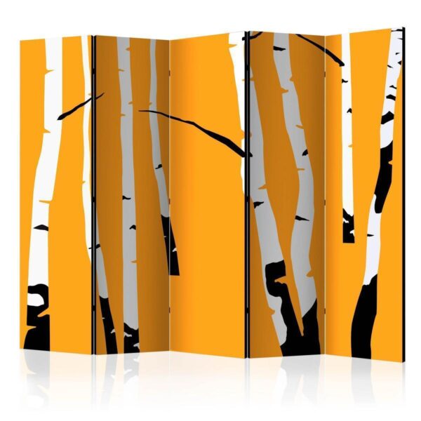 Paravent - Birches on the orange background II Paravent - Birches on the orange background II
