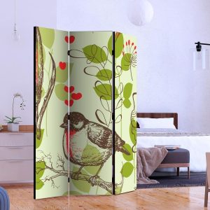 Paravent - Bird and lilies vintage pattern
