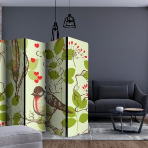Paravent - Bird and lilies vintage pattern II