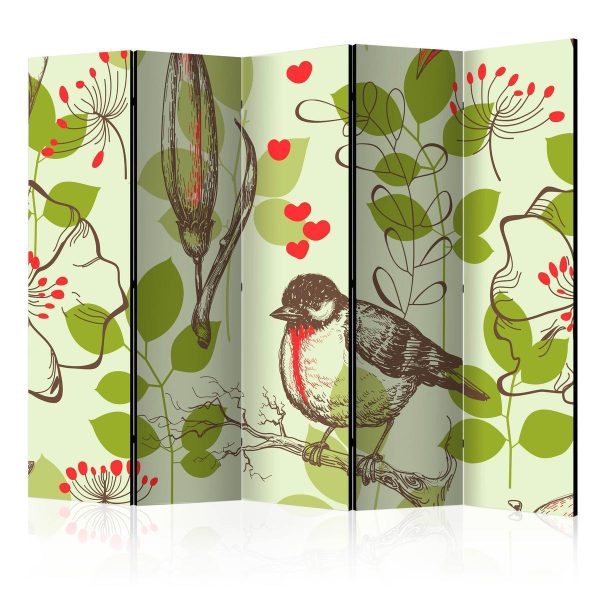Paravent - Bird and lilies vintage pattern II Paravent - Bird and lilies vintage pattern II