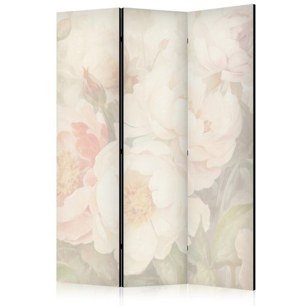 Paravent - Blooming Peonies - Bright Large Flowers Enveloped in White Mist Paravent - Blooming Peonies - Bright Large Flowers Enveloped in White Mist