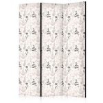 Paravent - Botanical Illustration - Drawing of Flowers and Herbs - Beige Grays