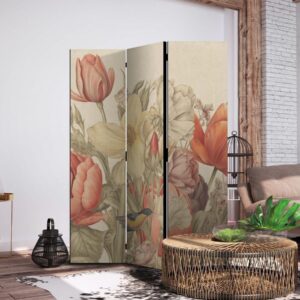 Paravent - Bouquet with Tulips - Colorful Flowers on a Light Background - Illustration