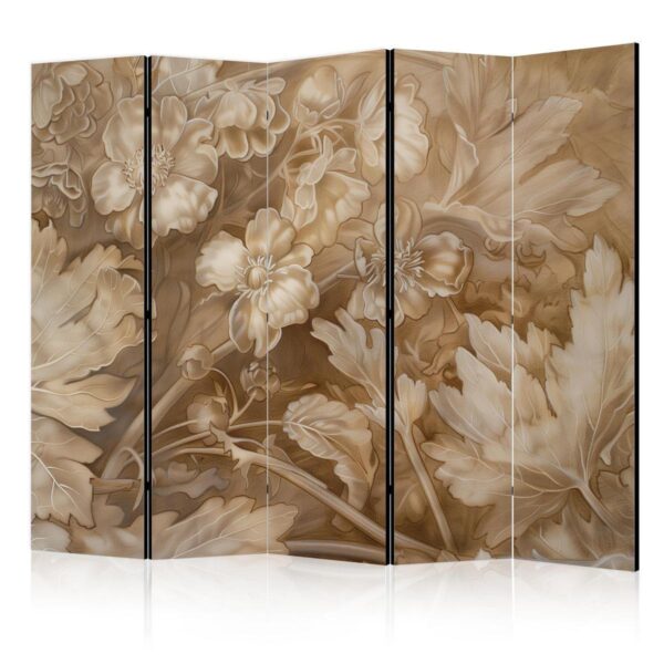 Paravent - Carved Floral Ornaments in Soft Sepia and Brown Tones Paravent - Carved Floral Ornaments in Soft Sepia and Brown Tones