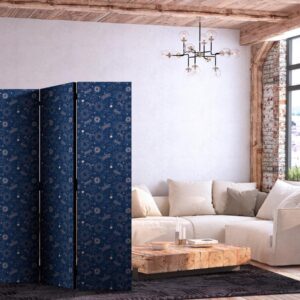Paravent - Cosmic Fantasy - Pattern with Suns Moons and Dragonflies on a Dark Background