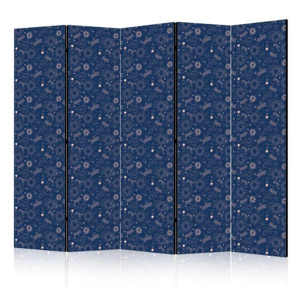 Paravent - Cosmic Fantasy - Pattern with Suns Moons and Dragonflies on a Dark Background Paravent - Cosmic Fantasy - Pattern with Suns Moons and Dragonflies on a Dark Background