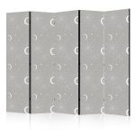 Paravent - Cosmic Fireworks - Elegant Pattern with Moons and Stars on a Gray Background