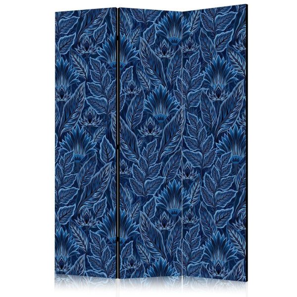 Paravent - Dense Vegetation - Botanical Patterns in Illustrative Style Blue Paravent - Dense Vegetation - Botanical Patterns in Illustrative Style Blue