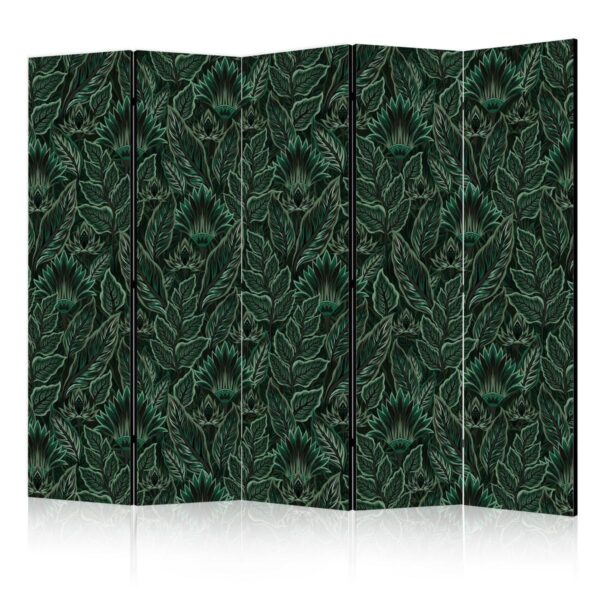 Paravent - Dense Vegetation - Botanical Patterns in Illustrative Style Green Paravent - Dense Vegetation - Botanical Patterns in Illustrative Style Green