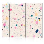 Paravent - Dots - Spots and Splashes Multicolored - Cheerful Pattern on a Light Pink Background