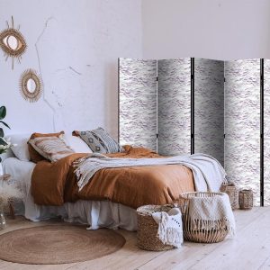 Paravent - Fish in Muted Colors - a School of Small Fishes in Light Purple And Delicate Pink Against Grey Waves