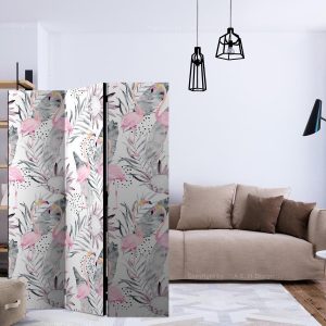 Paravent - Flamingos and Twigs