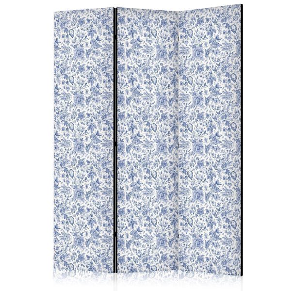 Paravent - Illustration in Vintage Style - Blue Flowers on a White Background Paravent - Illustration in Vintage Style - Blue Flowers on a White Background