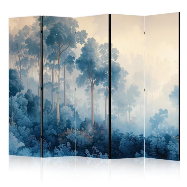 Paravent - Landscape With Trees in Illustration Style Fairy Blue Forest Paravent - Landscape With Trees in Illustration Style Fairy Blue Forest