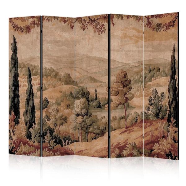 Paravent - Landscape with Cypresses - Old Tapestry with Mediterranean Vegetation Paravent - Landscape with Cypresses - Old Tapestry with Mediterranean Vegetation