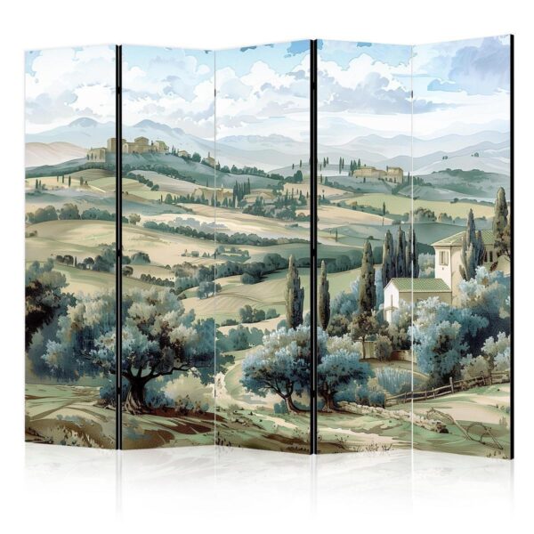 Paravent - Landscape with Green Fields and Trees - Tuscan Sunny View Paravent - Landscape with Green Fields and Trees - Tuscan Sunny View