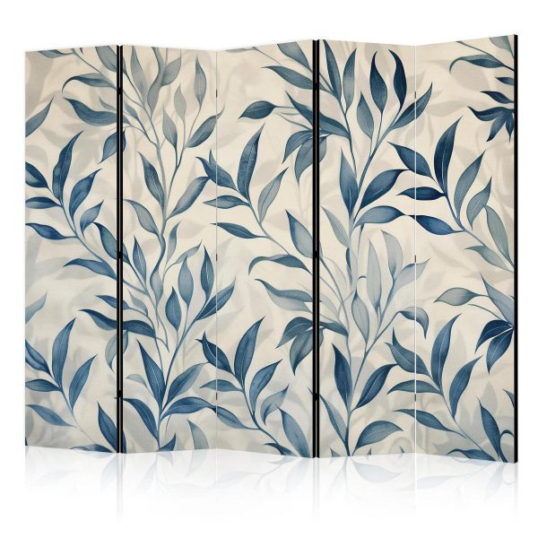 Paravent - Leaves in Blue Colors - Delicate Botanical Motif Paravent - Leaves in Blue Colors - Delicate Botanical Motif